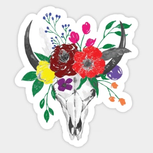 Skull & Flowers Sticker